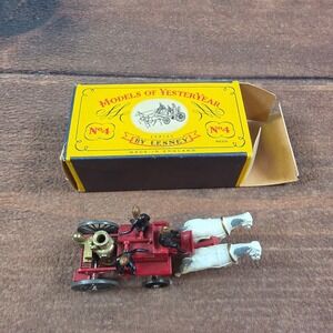 Lesney Models of Yesteryear No 4 Kent Fire Brigade OS Red Good Broken Figure Leg